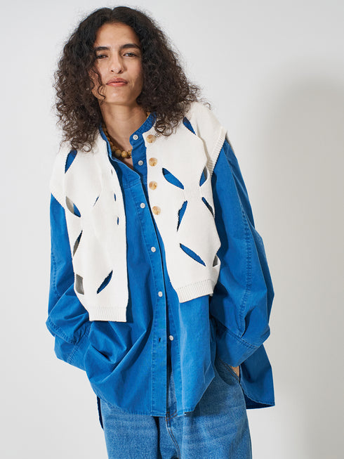 【 予約:2月上旬 】CUT OUT PATTERN VEST /Y261-91012